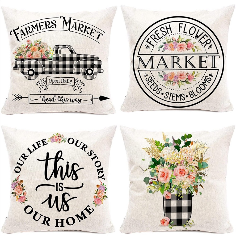 New!!Floral Farmhouse Pillow Covers 20x20 Set of 4